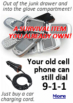One smart thing the government did was to require cell phone manufacturers and providers to have the phones able to call ''9-1-1'' even if service for that phone was no longer active. An old phone that will still power-up and hold a charge, and you can get a cigarette lighter charging cord for, should be in your car's glove compartment, not in a junk drawer in your kitchen.